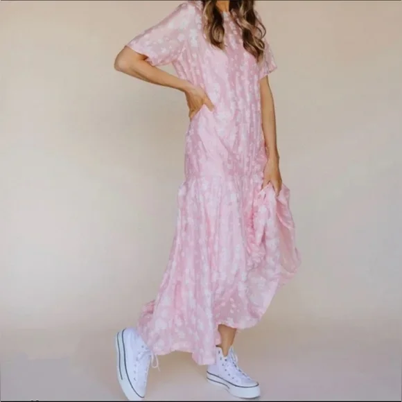 Mable- Pink Floral Maxi Dress - Lightweight Boho Style - Picture 3 of 9